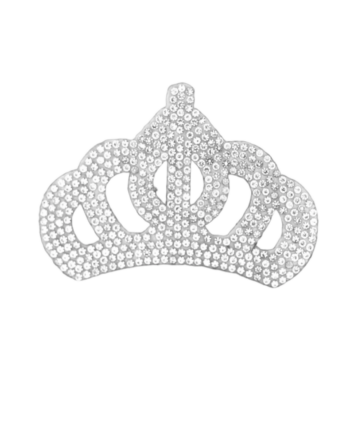Silver Crown Rhinestone iron on patch