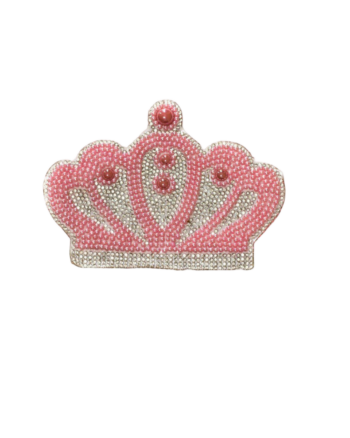 large Pink Crown Rhinestone applique
