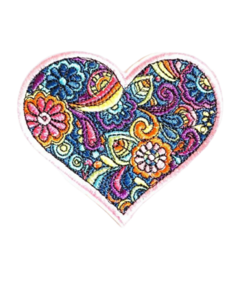 Flower Heart Embroidered Iron on patch