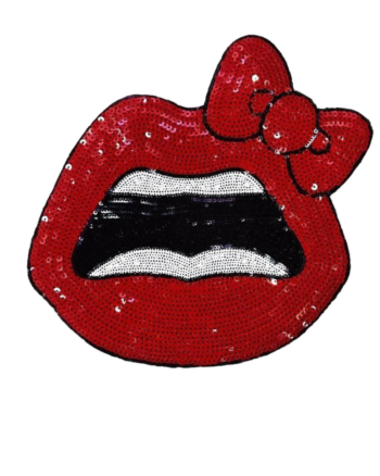 New Beautiful large red lip iron-on Sequin patch