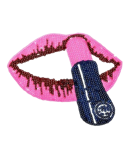 Lip iron on embroidery unique sequin patch