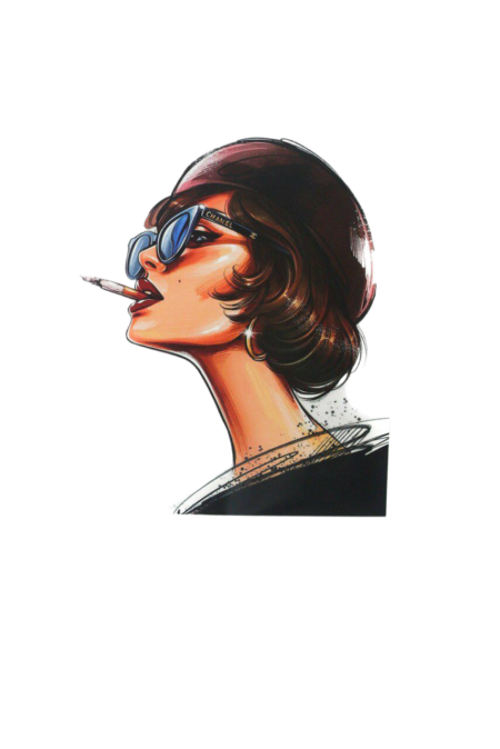 CC Lady smoke Heat transfer screen print
