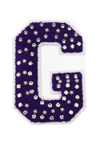 Purple Beaded G Rhinestone iron on patches
