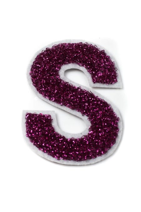 Polar pink S sequin embroidery patches