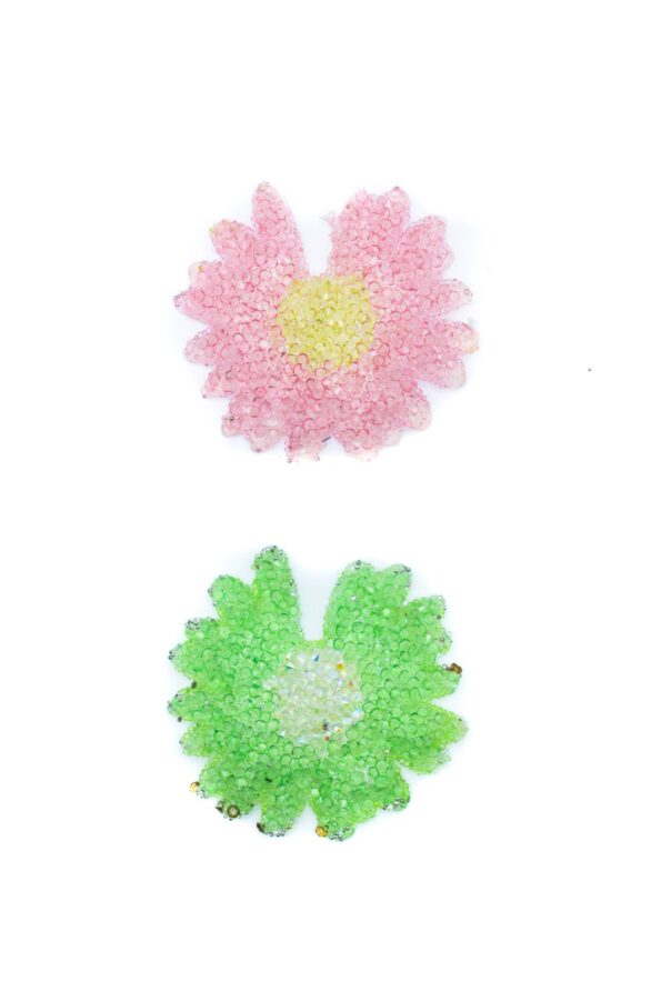 Flower iron on rhinestone patches