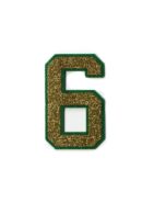 Number 6 glitter iron on patches