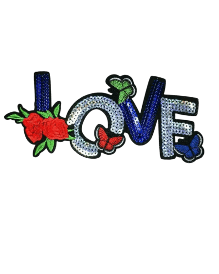 Colorful love sequin embroidery patch