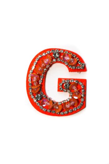 Beaded G Rhinestone iron on patches