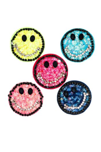 Beaded sequin smiley patch