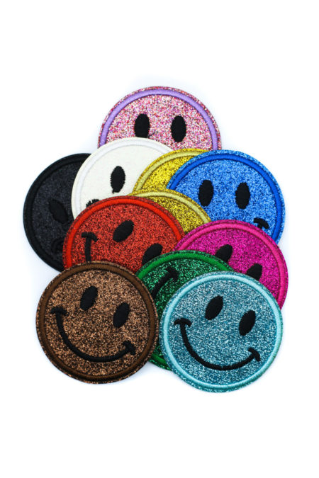 Small glitter smiley patch