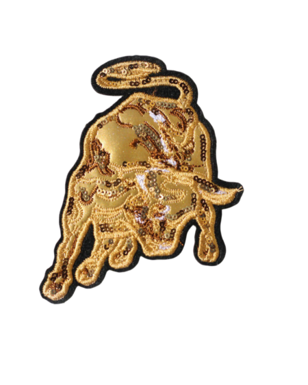 Bull badge embroidered patch