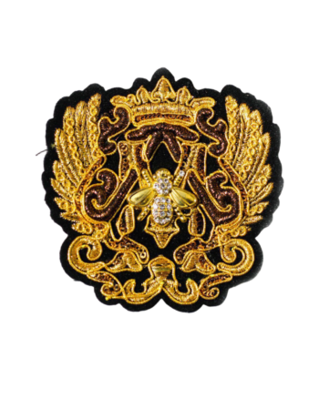 Gold bee badge embroidered patch