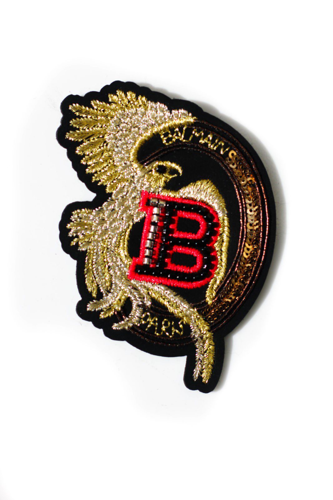 B Metal badge embroidered patch