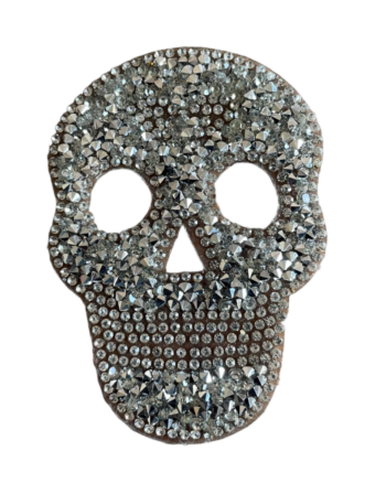 Silver skull rhinestone iron on patches