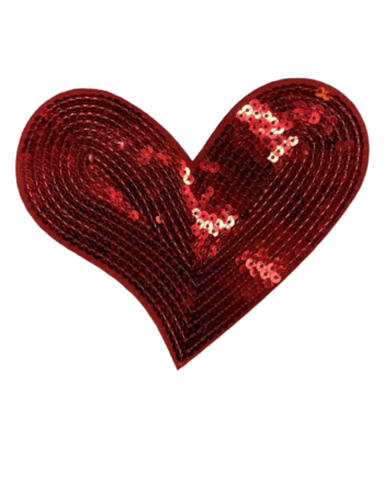 Red heart sequin embroidery patches
