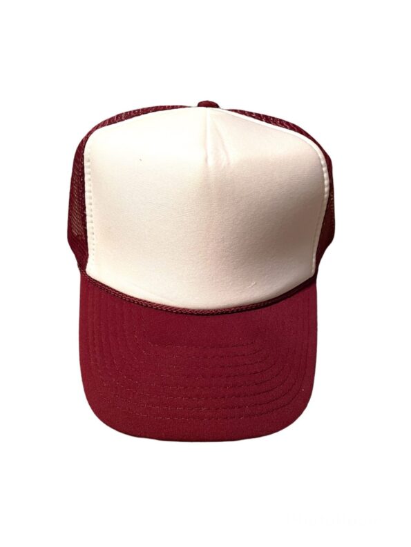 Two-tone Blank Contrast Mesh trucker hats Burgundy/white