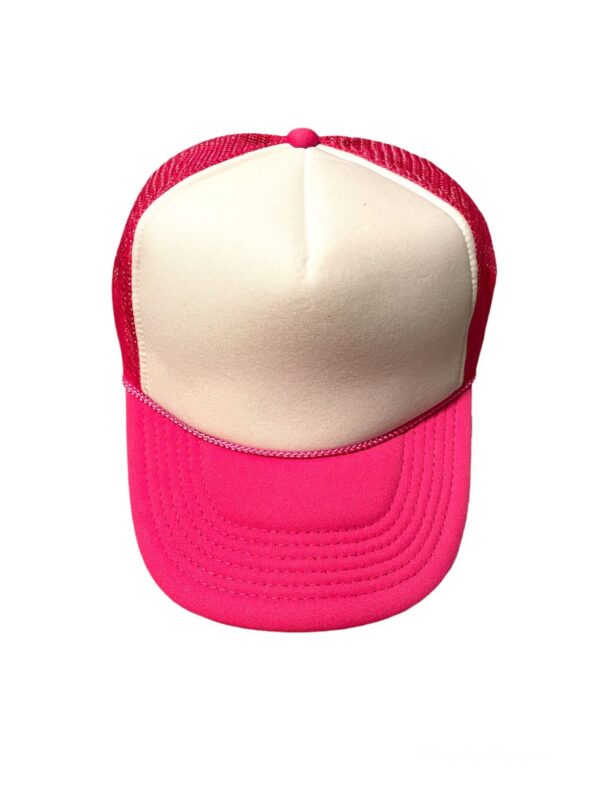 Two-tone Blank Contrast Mesh trucker hats fuchsia/white
