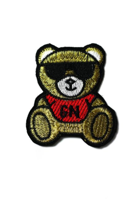 Gold bear iron on embroidery patches