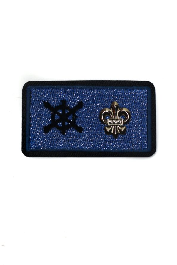 Blue metal badge embroidery patches