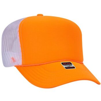 Neon Back split 5 Panel High Crown Mesh Back Trucker Hat