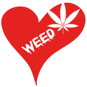 Red heart weed DTF iron on heat transfers