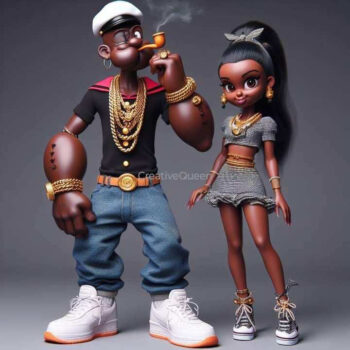 Popeye melanin 3 iron on heat transfers