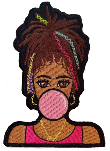 Melanin gum popping iron on patch