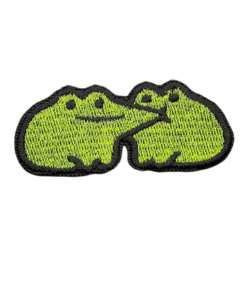 Frog biting embroidery patches