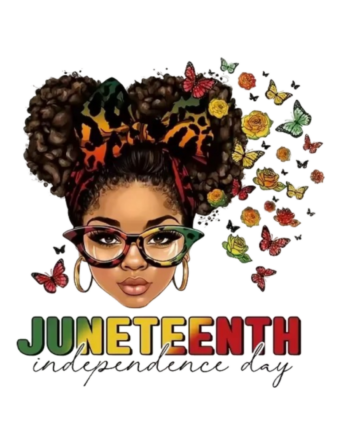 Lady glasses Juneteenth heat transfers