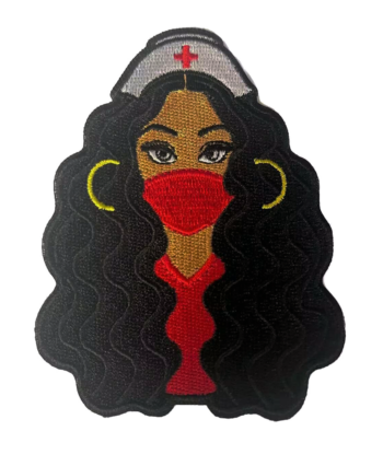 Melanin nurse afro iron on patch