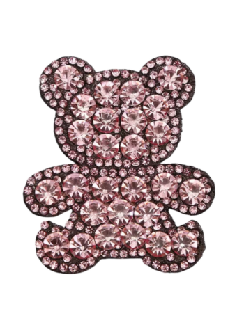 Pink bear iron on rhinestone patches