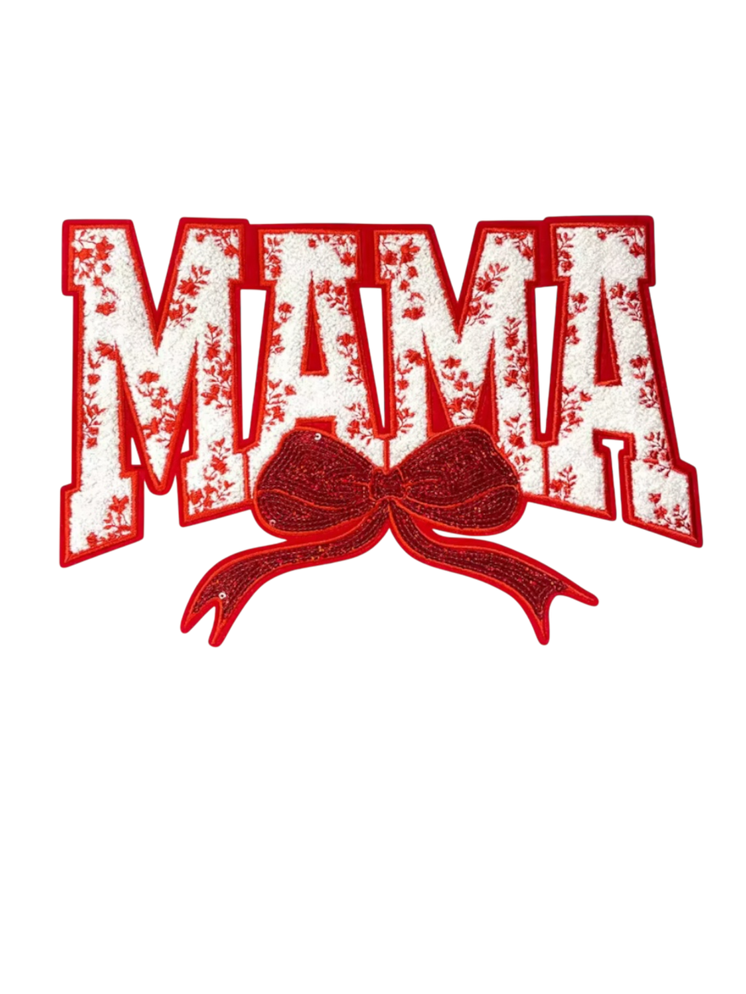 Large mama bow chenille iron on patch - Image 3