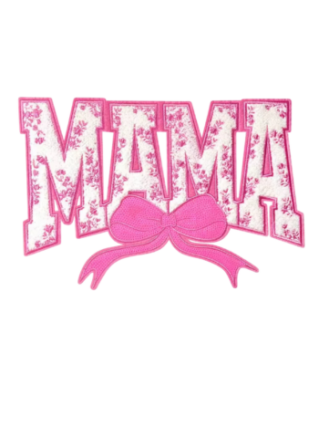 Large mama bow chenille iron on patch