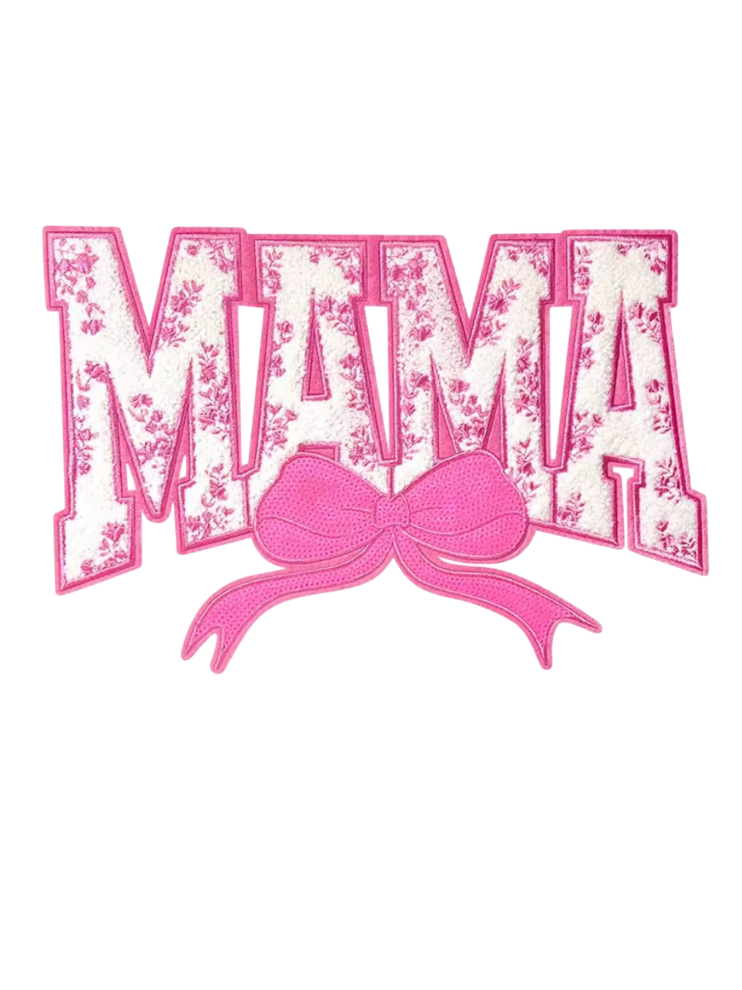 Large mama bow chenille iron on patch