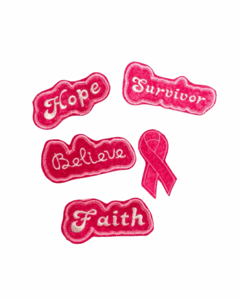 5pcs breast cancer awareness pink iron on velvet patch set