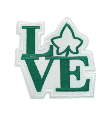White Aka love iron on embroidery patches