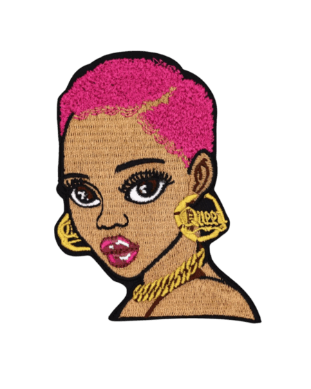 Afro pink hair iron on melanin patches
