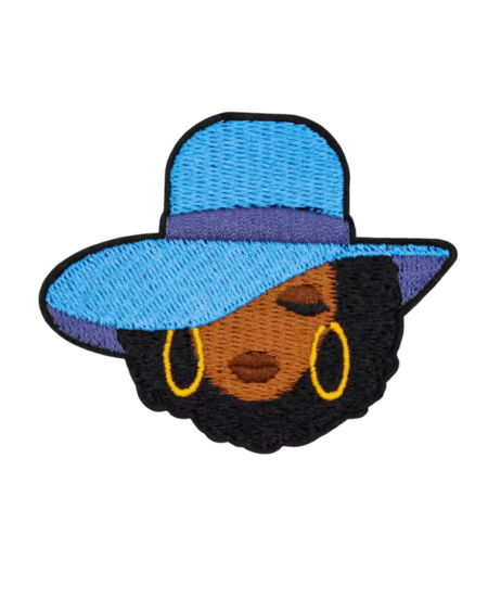 Afro blue hat iron on melanin patches
