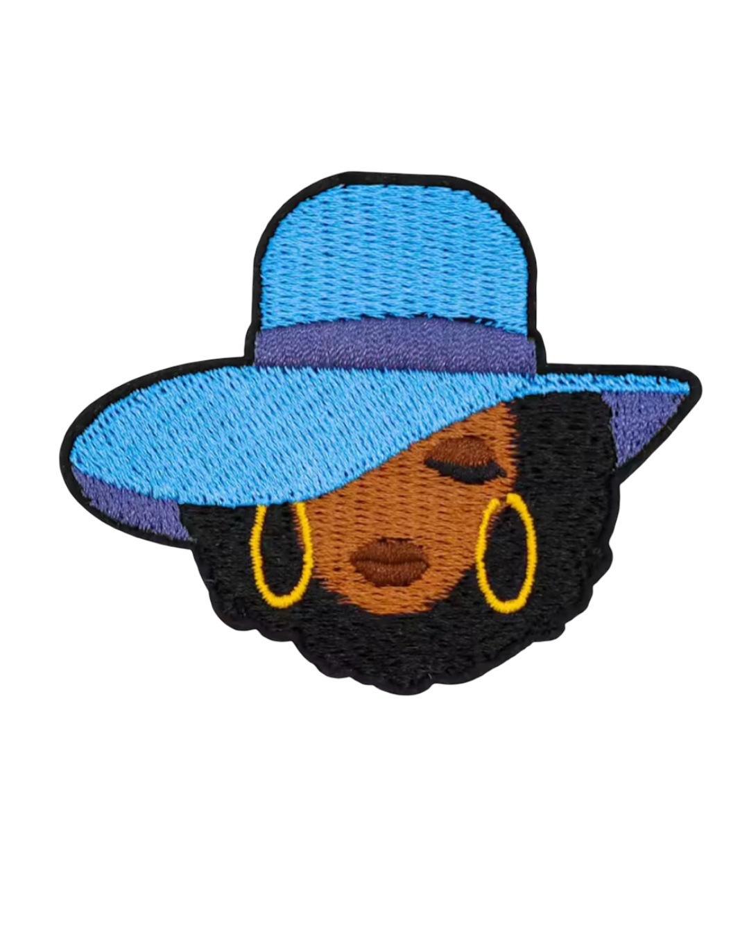 Afro blue hat iron on melanin patches