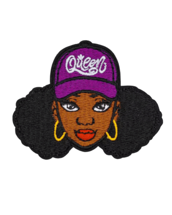 Afro purple hat queen iron on melanin patches