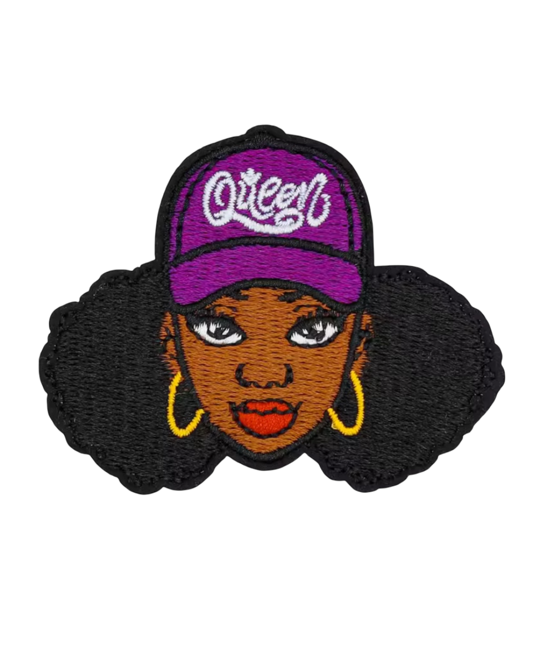 Afro purple hat queen iron on melanin patches