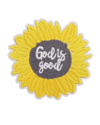 God is good flower iron on patch