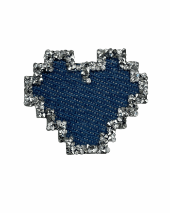 Small Denim heart iron on rhinestone patches for t-shirt sweater jackets