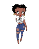 White tee Betty melanin boop heat transfers