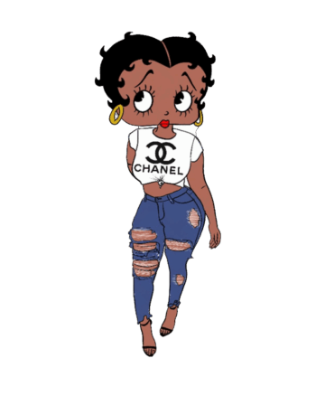 White tee Betty melanin boop heat transfers