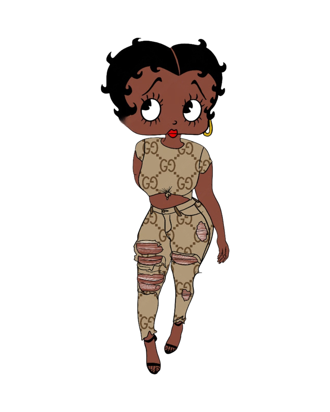 Pattern G Betty melanin boop heat transfers