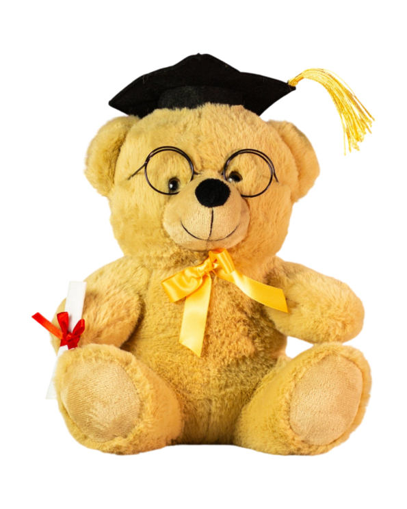 Custom Name text 9" Gingerbread Brown Graduation bear