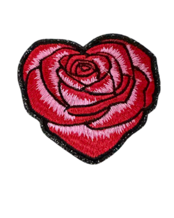 Flower iron on heart patches