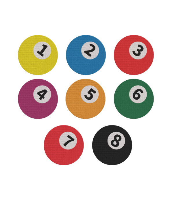 Numbers 1–8 Billiard Pool Ball Embroidery iron on patches