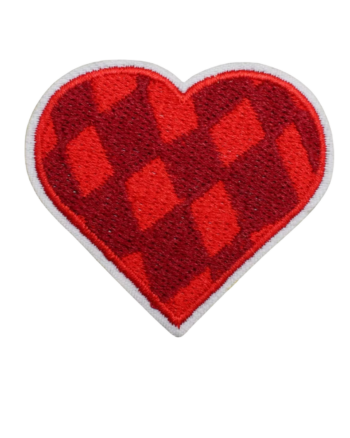 Red checkered heart iron on patches